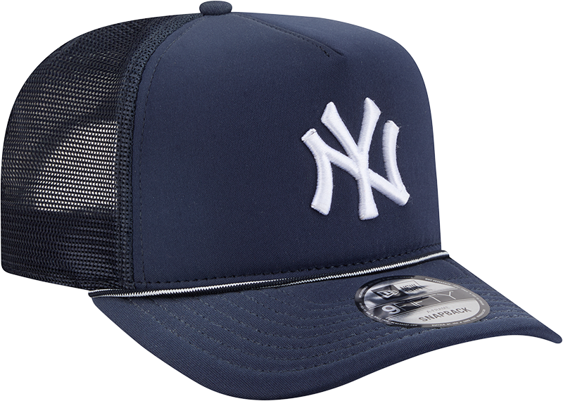 New York Yankees New Era Navy Worn A-Frame 9FIFTY Trucker Snapback Hat Official Team Hat Sports Fan Cap Official NFL Team Hat Football Fan Cap