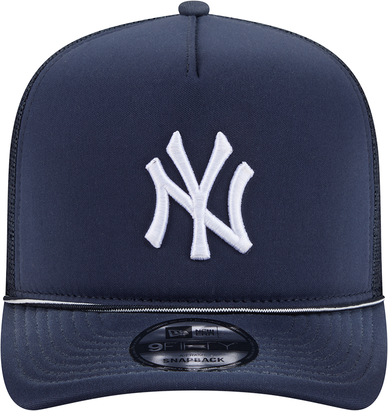 New York Yankees New Era Navy Worn A-Frame 9FIFTY Trucker Snapback Hat Official Team Hat Sports Fan Cap Official NFL Team Hat Football Fan Cap