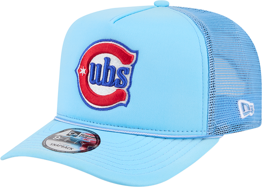 Chicago Cubs New Era Blue Worn A-Frame 9FIFTY Trucker Snapback Hat Official Team Hat Sports Fan Cap Official NFL Team Hat Football Fan Cap