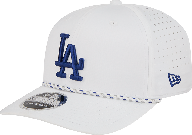 Los Angeles Dodgers New Era White Sport Rope 9SEVENTY Stretch Snap Adjustable Hat Official Team Hat Sports Fan Cap Official NFL Team Hat Football Fan Cap