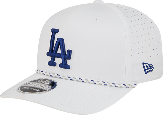 Los Angeles Dodgers New Era White Sport Rope 9SEVENTY Stretch Snap Adjustable Hat Official Team Hat Sports Fan Cap Official NFL Team Hat Football Fan Cap