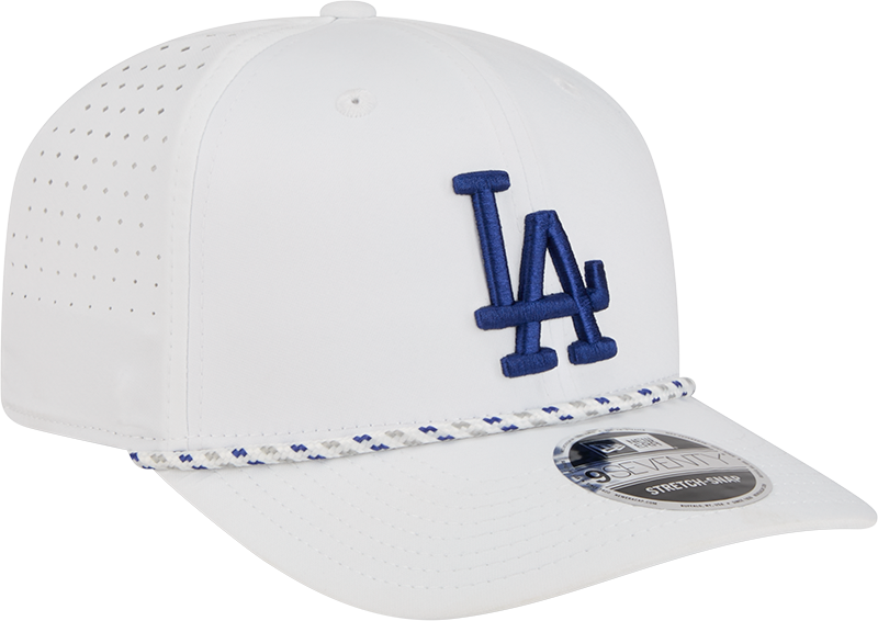 Los Angeles Dodgers New Era White Sport Rope 9SEVENTY Stretch Snap Adjustable Hat Official Team Hat Sports Fan Cap Official NFL Team Hat Football Fan Cap