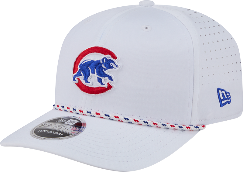 Chicago Cubs New Era White Sport Rope 9SEVENTY Stretch Snap Adjustable Hat-Walking Bear Official Team Hat Sports Fan Cap Official NFL Team Hat Football Fan Cap