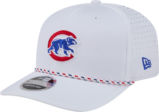 Chicago Cubs New Era White Sport Rope 9SEVENTY Stretch Snap Adjustable Hat-Walking Bear Official Team Hat Sports Fan Cap Official NFL Team Hat Football Fan Cap