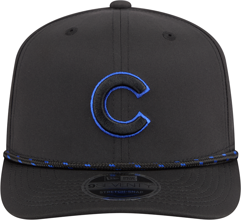Chicago Cubs New Era Black Sport Rope 9SEVENTY Stretch Snap Adjustable Hat Official Team Hat Sports Fan Cap Official NFL Team Hat Football Fan Cap