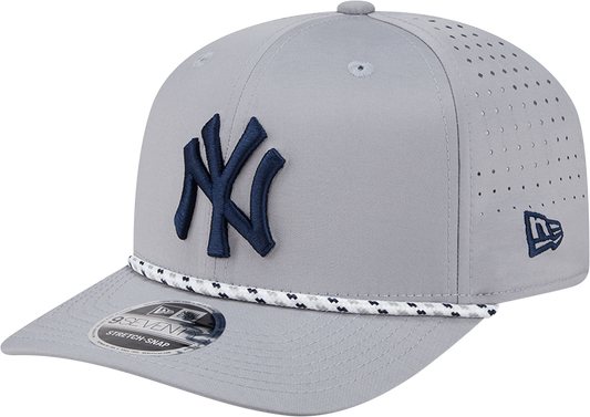 New York Yankees Grey Sport Rope 9SEVENTY Stretch Snap Adjustable Hat Official Team Hat Sports Fan Cap Official NFL Team Hat Football Fan Cap