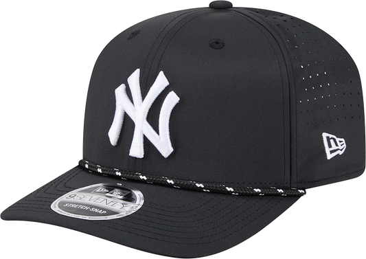 New York Yankees Black Sport Rope 9SEVENTY Stretch Snap Adjustable Hat Official Team Hat Sports Fan Cap Official NFL Team Hat Football Fan Cap