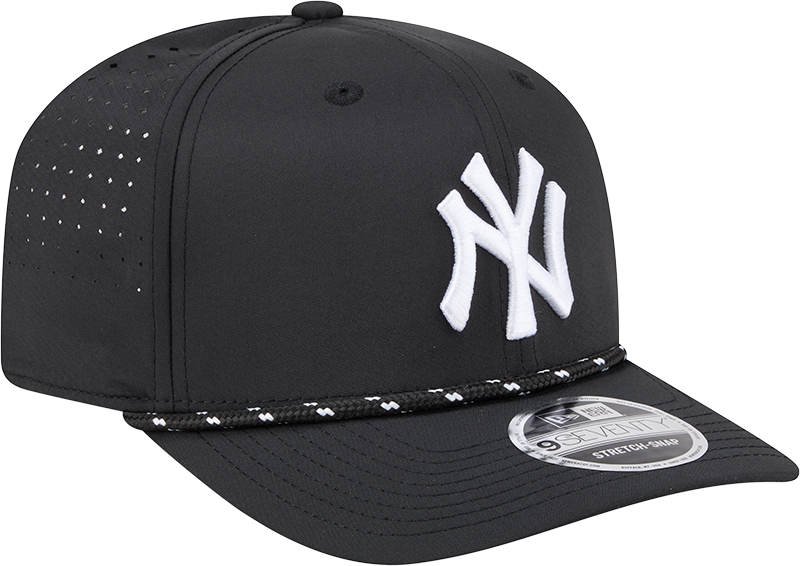 New York Yankees Black Sport Rope 9SEVENTY Stretch Snap Adjustable Hat Official Team Hat Sports Fan Cap Official NFL Team Hat Football Fan Cap
