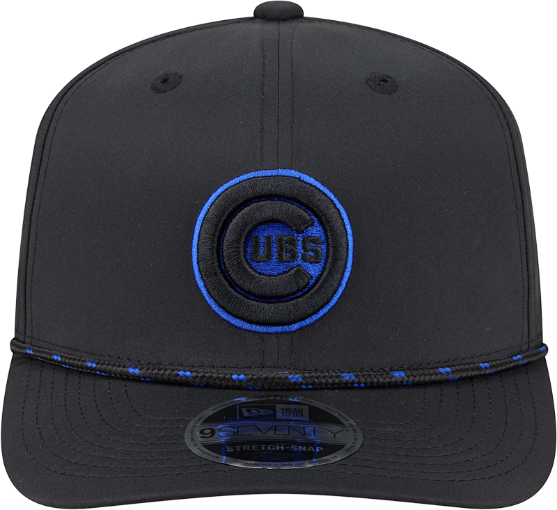 Chicago Cubs New Era Black Bullseye Sport Rope 9SEVENTY Stretch Snap Adjustable Hat Official Team Hat Sports Fan Cap Official NFL Team Hat Football Fan Cap