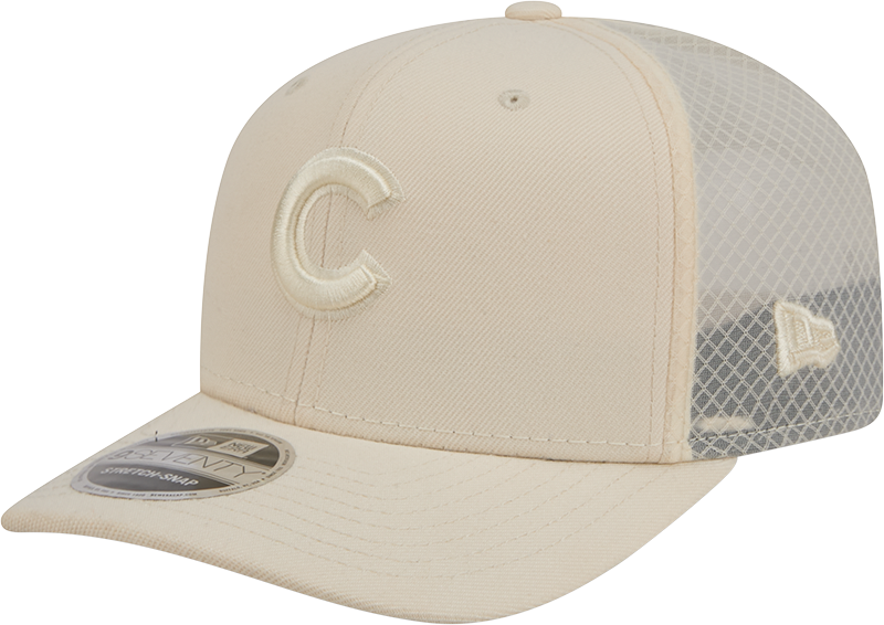 Men's Chicago Cubs New Era Light Beige Color Pack 9SEVENTY Trucker Adjustable Hat Official Team Hat Sports Fan Cap Official NFL Team Hat Football Fan Cap