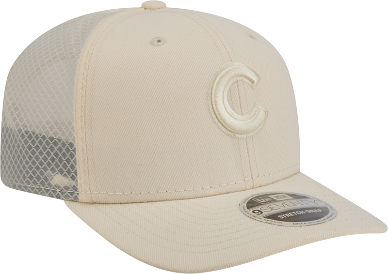 Men's Chicago Cubs New Era Light Beige Color Pack 9SEVENTY Trucker Adjustable Hat Official Team Hat Sports Fan Cap Official NFL Team Hat Football Fan Cap