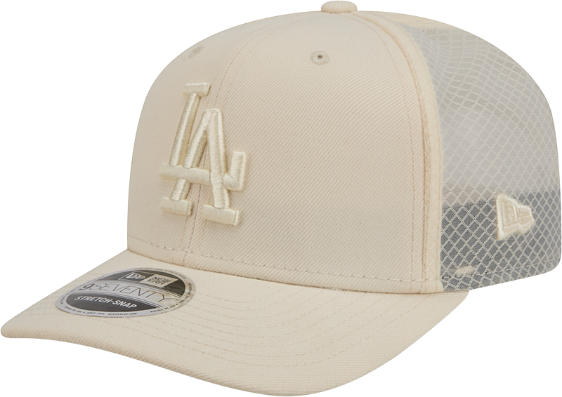 Men's Los Angeles Dodgers New Era Light Beige Color Pack 9SEVENTY Trucker Adjustable Hat Official Team Hat Sports Fan Cap Official NFL Team Hat Football Fan Cap