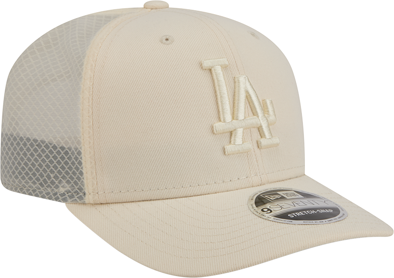 Men's Los Angeles Dodgers New Era Light Beige Color Pack 9SEVENTY Trucker Adjustable Hat Official Team Hat Sports Fan Cap Official NFL Team Hat Football Fan Cap