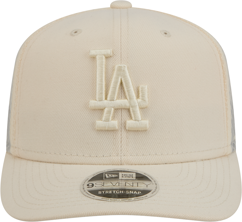 Men's Los Angeles Dodgers New Era Light Beige Color Pack 9SEVENTY Trucker Adjustable Hat Official Team Hat Sports Fan Cap Official NFL Team Hat Football Fan Cap