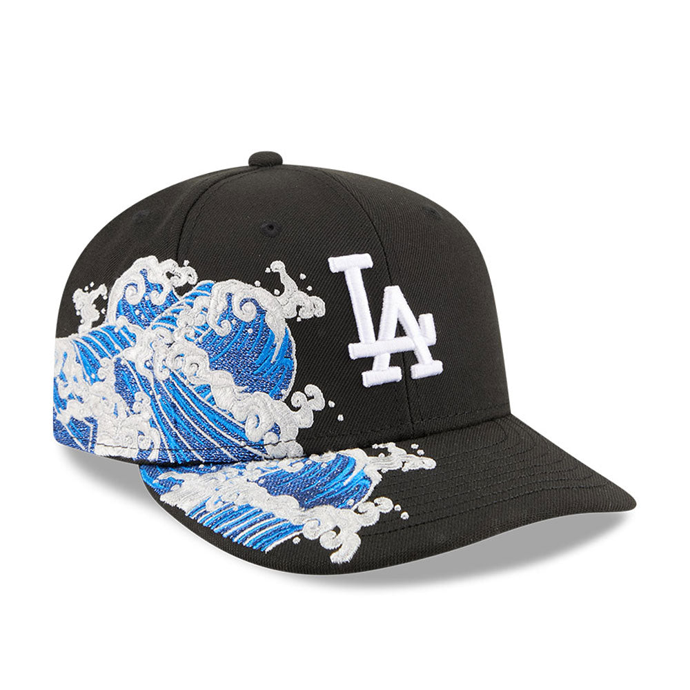 Los Angeles Dodgers MLB Waves 59FIFTY Fitted New Era Black/White Official Team Hat Sports Fan Cap Official NFL Team Hat Football Fan Cap