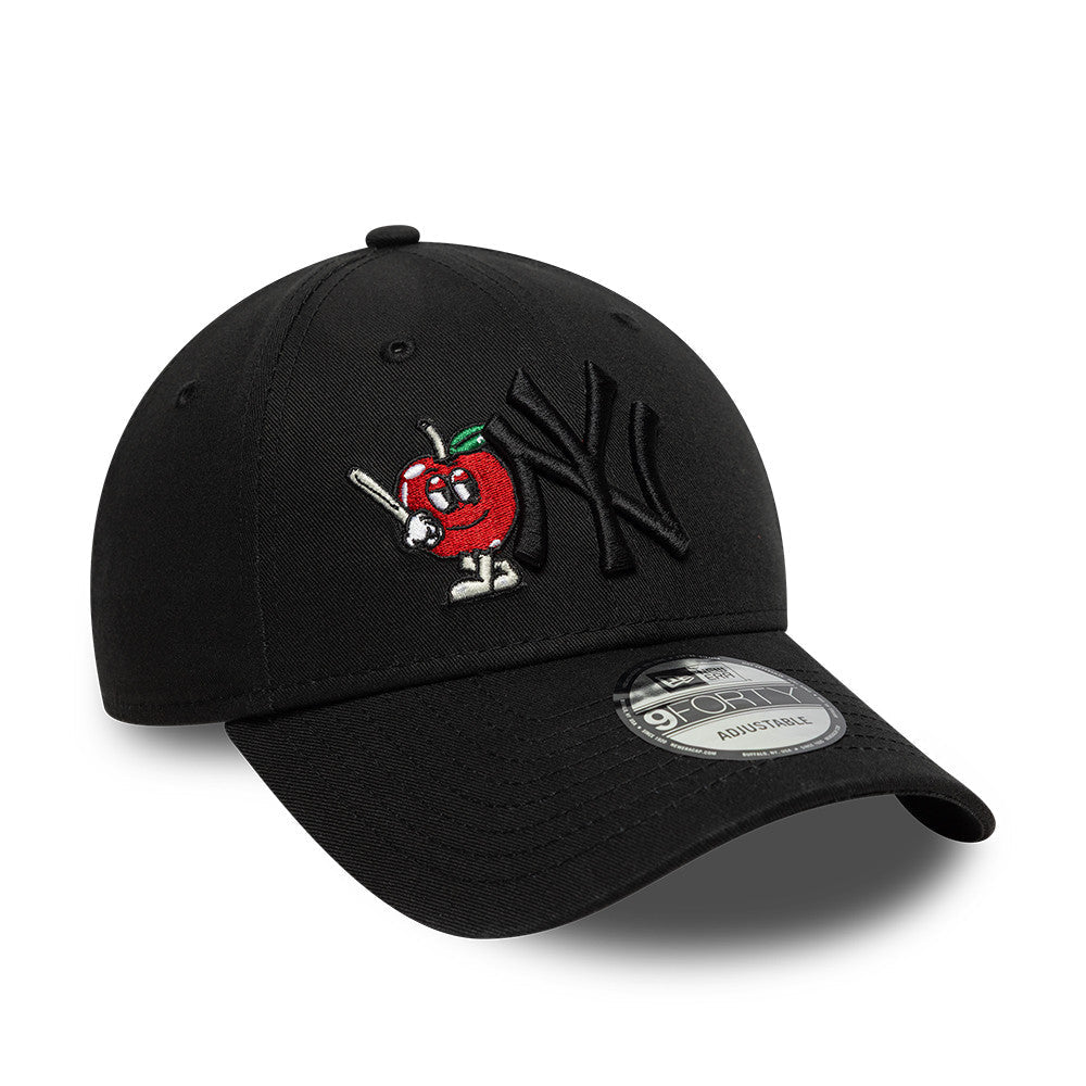 New York Yankees MLB Apple Icon 9Forty Strapback Black Official Team Hat Sports Fan Cap Official NFL Team Hat Football Fan Cap