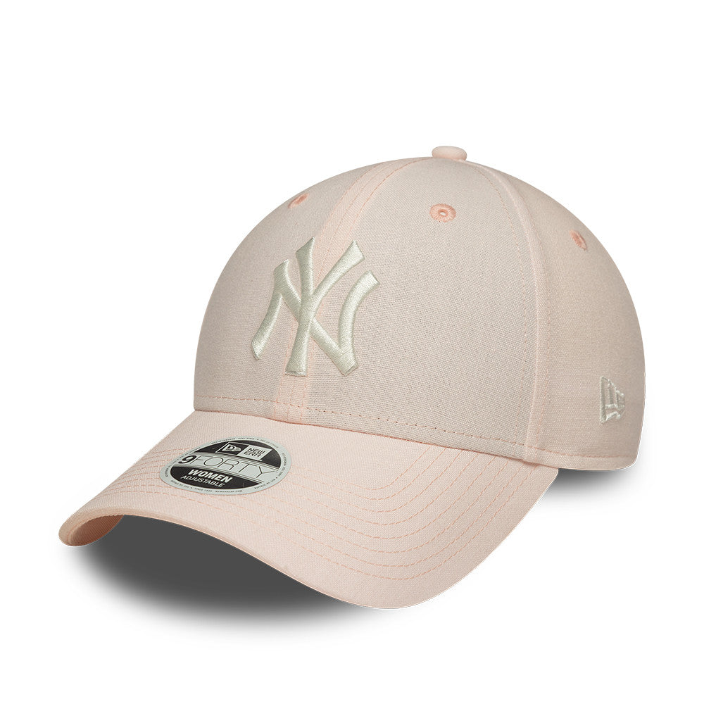 New York Yankees MLB Linnen 9FORTY Women Strapback New Era Pink/White Official Team Hat Sports Fan Cap Official NFL Team Hat Football Fan Cap