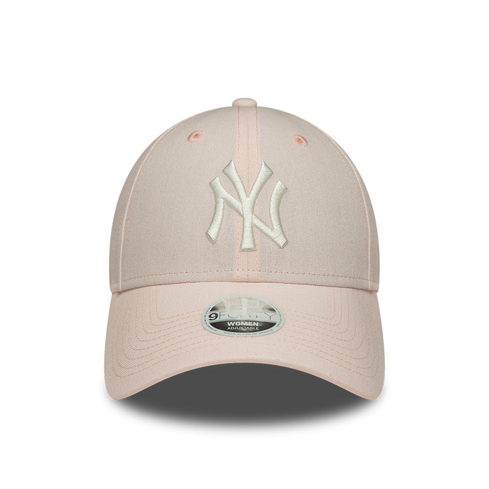 New York Yankees MLB Linnen 9FORTY Women Strapback New Era Pink/White Official Team Hat Sports Fan Cap Official NFL Team Hat Football Fan Cap