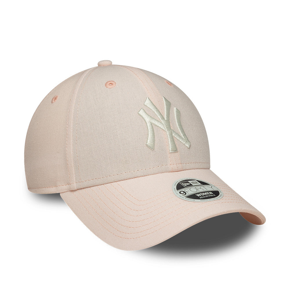 New York Yankees MLB Linnen 9FORTY Women Strapback New Era Pink/White Official Team Hat Sports Fan Cap Official NFL Team Hat Football Fan Cap