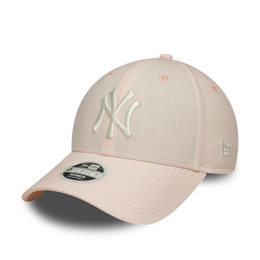 New York Yankees MLB Linnen 9FORTY Women Strapback New Era Pink/White Official Team Hat Sports Fan Cap Official NFL Team Hat Football Fan Cap