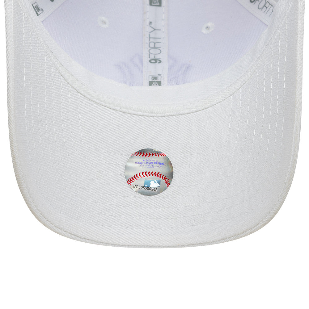 New York Yankees MLB League Essential 9FORTY Women Strapback New Era White/Purple Official Team Hat Sports Fan Cap Official NFL Team Hat Football Fan Cap