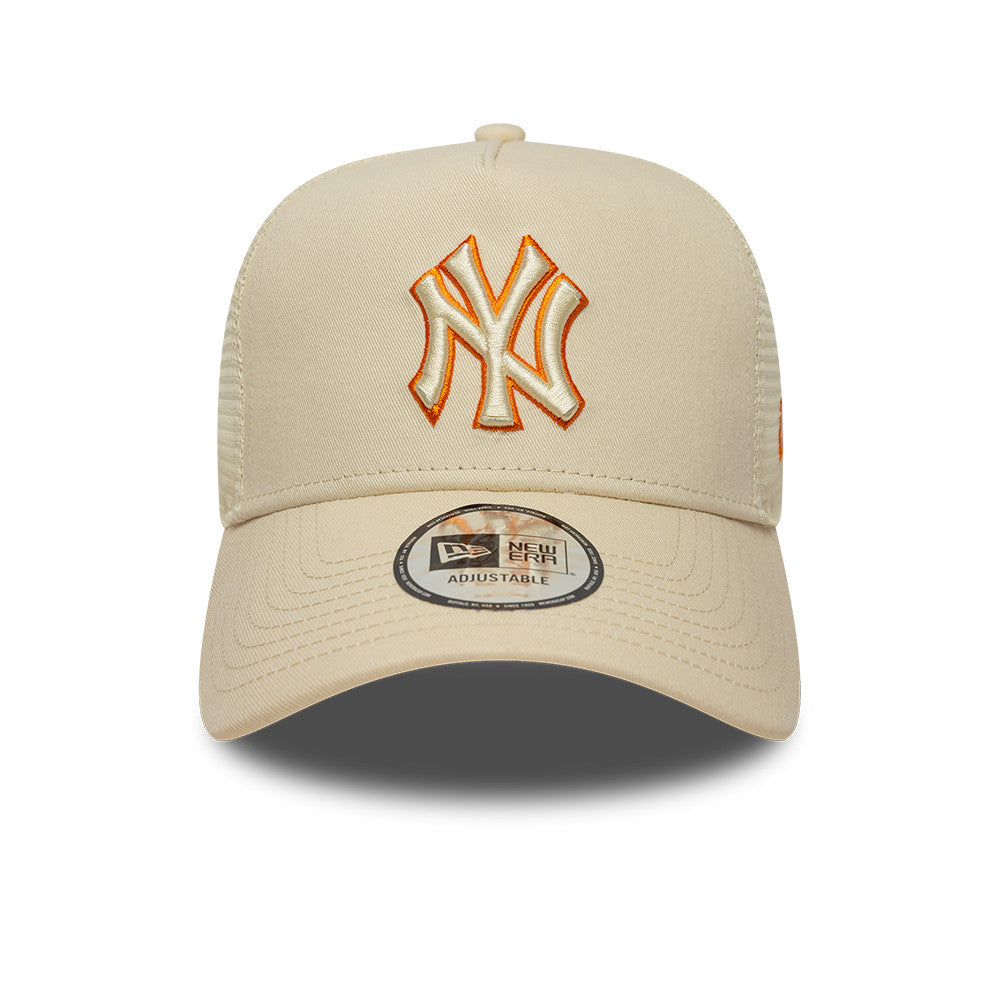 New York Yankees MLB Trucker Snapback New Era Beige/Orange Official Team Hat Sports Fan Cap Official NFL Team Hat Football Fan Cap