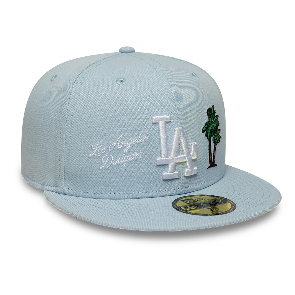 Los Angeles Dodgers MLB Floral 59Fifty New Era Light Blue Official Team Hat Sports Fan Cap Official NFL Team Hat Football Fan Cap
