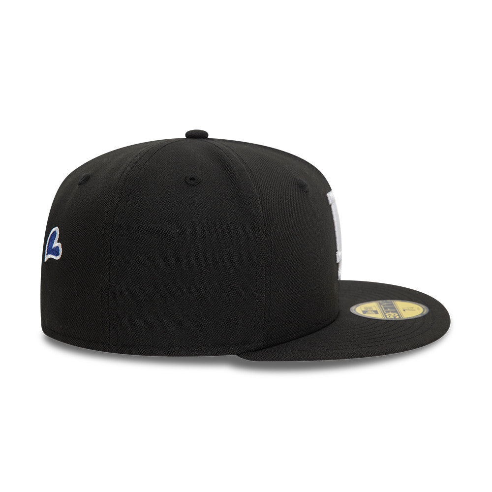 Los Angeles Dodgers MLB Heart Icon 59FIFTY Fitted New Era Black/White Official Team Hat Sports Fan Cap Official NFL Team Hat Football Fan Cap