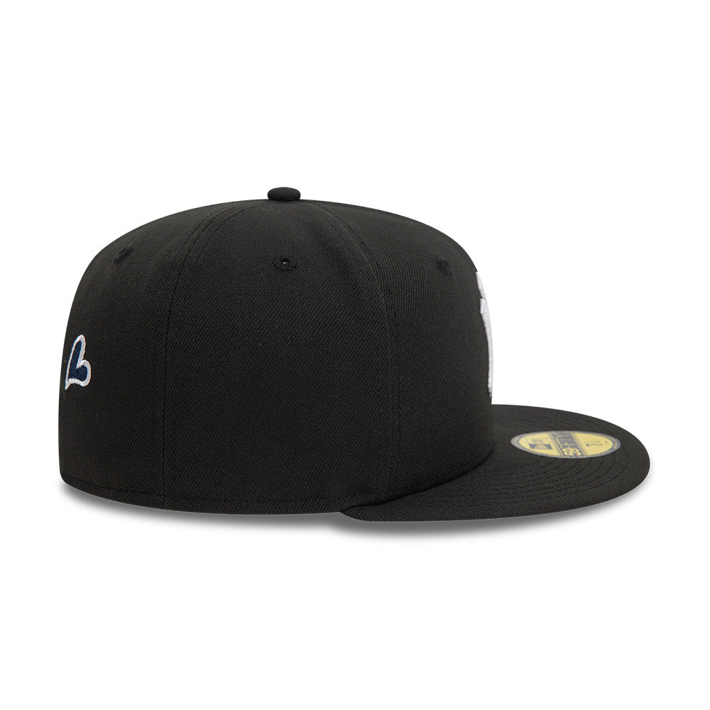 New York Yankees MLB Heart Icon 59FIFTY Fitted New Era Black/White Official Team Hat Sports Fan Cap Official NFL Team Hat Football Fan Cap