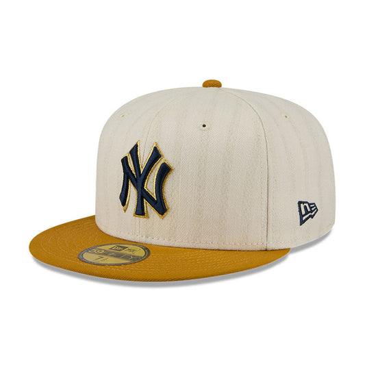 New York Yankees MLB 5950Day New Era Cream/Gold Official Team Hat Sports Fan Cap Official NFL Team Hat Football Fan Cap