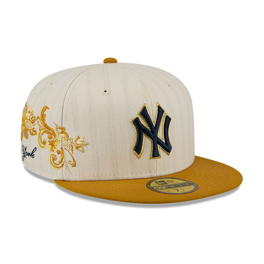 New York Yankees MLB 5950Day New Era Cream/Gold Official Team Hat Sports Fan Cap Official NFL Team Hat Football Fan Cap