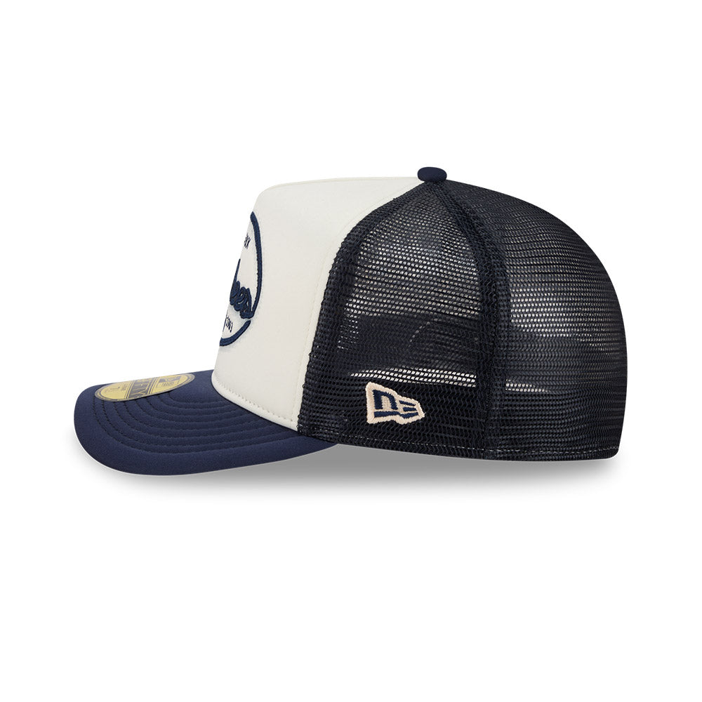 New York Yankees MLB 5950 Day Fitted Trucker A-Frame New Era White/Navy Official Team Hat Sports Fan Cap Official NFL Team Hat Football Fan Cap