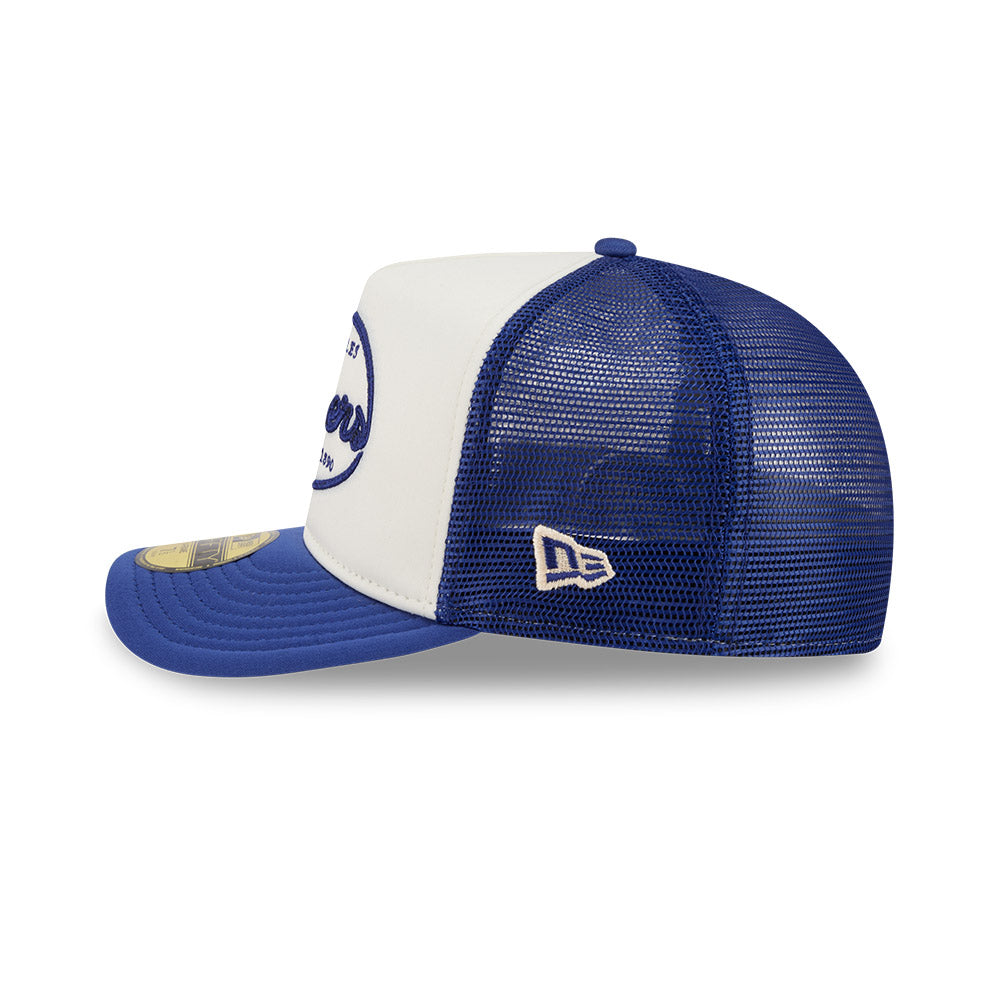 Los Angeles Dodgers MLB 5950 Day Fitted Trucker A-Frame New Era White/Blue Official Team Hat Sports Fan Cap Official NFL Team Hat Football Fan Cap