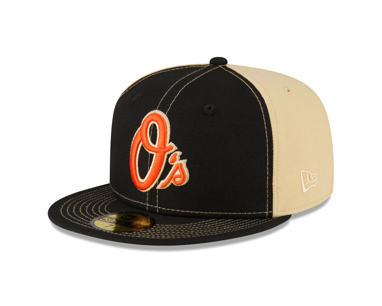Men's Baltimore Orioles New Era Black/Vegas Gold 59FIFTY Fitted Hat Official Team Hat Sports Fan Cap Official NFL Team Hat Football Fan Cap