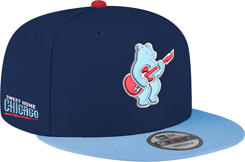 Chicago Cubs New Era Guitar Bear Alternate Navy/Sky Blue 9FIFTY Snapback Hat Official Team Hat Sports Fan Cap Official NFL Team Hat Football Fan Cap