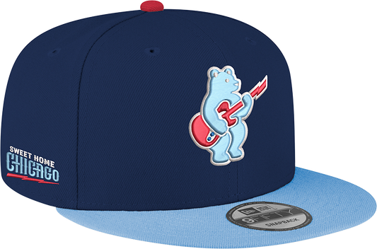Chicago Cubs New Era Guitar Bear Alternate Navy/Sky Blue 9FIFTY Snapback Hat Official Team Hat Sports Fan Cap Official NFL Team Hat Football Fan Cap