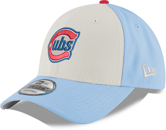 Youth Chicago Cubs Alternate 2 9FORTY Adjustable Chrome/Sky Blue Cap By New Era Official Team Hat Sports Fan Cap Official NFL Team Hat Football Fan Cap