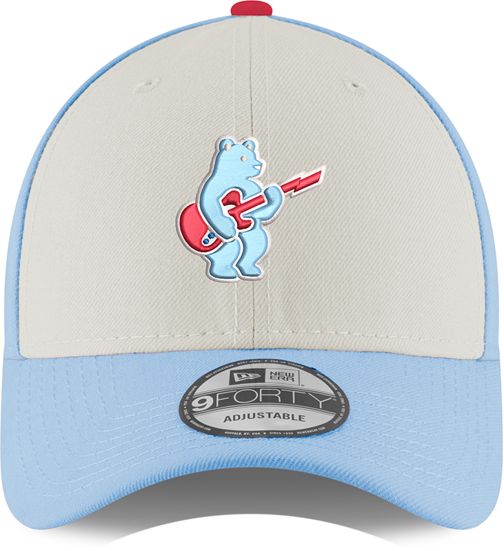 Youth Chicago Cubs Guitar Bear Alternate 9FORTY Adjustable Chrome/Sky Blue Cap By New Era Official Team Hat Sports Fan Cap Official NFL Team Hat Football Fan Cap