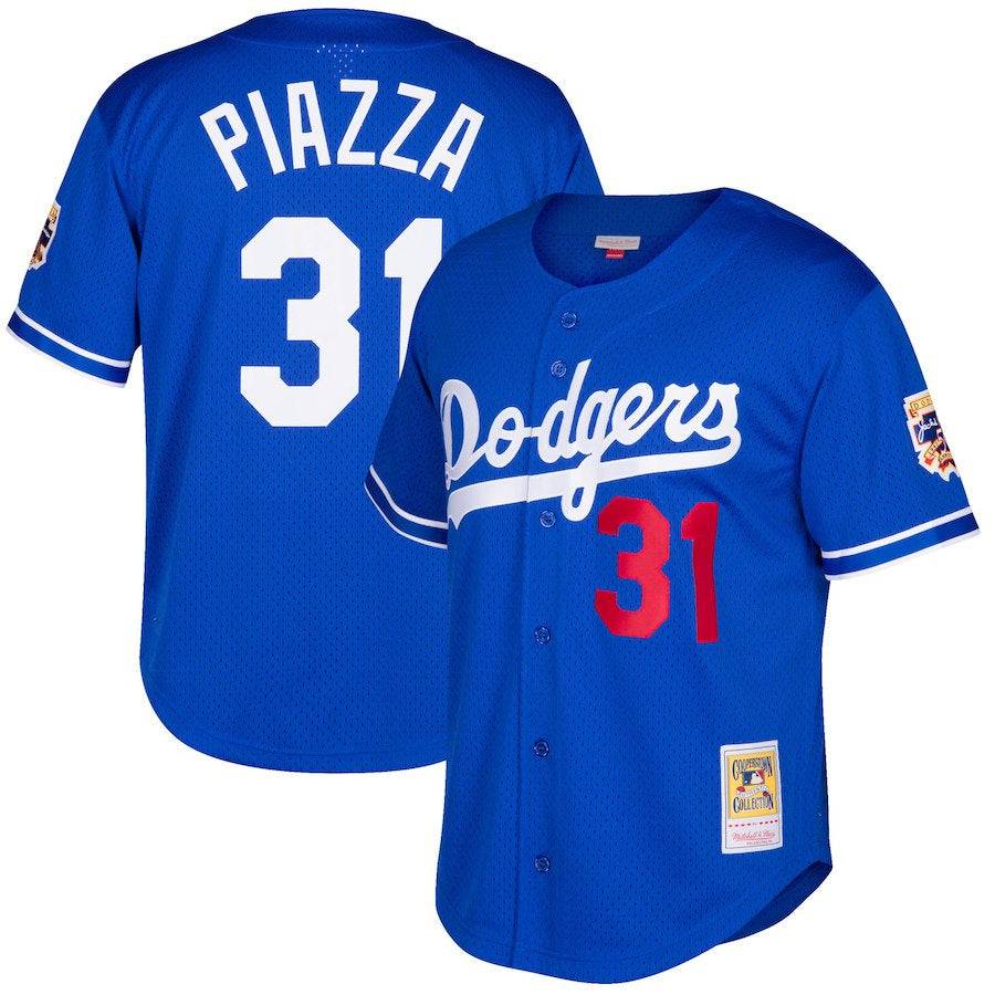 Men's Los Angeles Dodgers Mike Piazza Mitchell & Ness Royal Cooperstown Collection Mesh Batting Practice Jersey Official Team Jersey Sports Fan Apparel Official NFL Team Jersey Football Fan Apparel