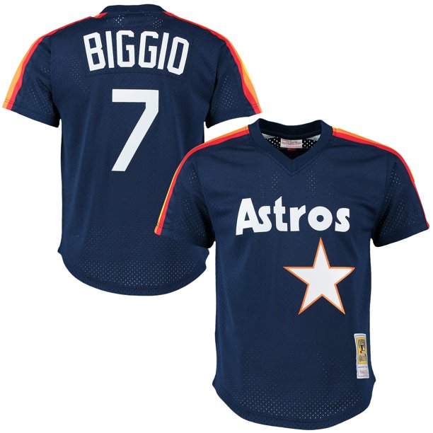 Men's Craig Biggio Houston Astros Mitchell & Ness Cooperstown Mesh Batting Practice Jersey - Navy Official Team Jersey Sports Fan Apparel Official NFL Team Jersey Football Fan Apparel