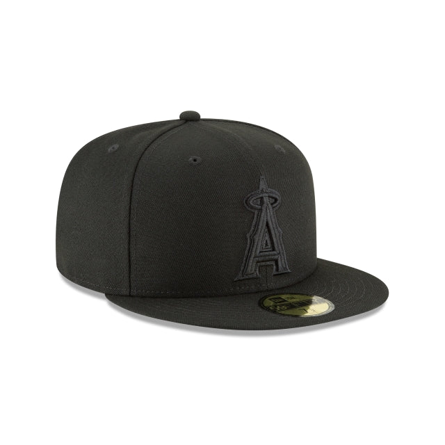 Anaheim Angels Tonal Black On Black 59Fifty Fitted Hat Official Team Hat Sports Fan Cap Official NFL Team Hat Football Fan Cap