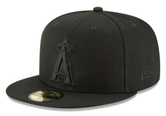 Anaheim Angels Tonal Black On Black 59Fifty Fitted Hat Official Team Hat Sports Fan Cap Official NFL Team Hat Football Fan Cap