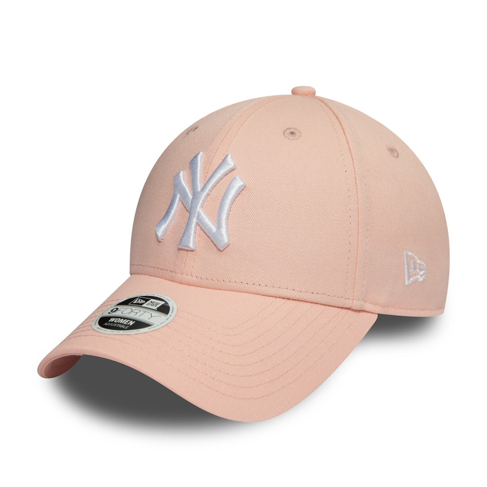 New York Yankees MLB League Essential 9FORTY Women Strapback Light Pink/White Official Team Hat Sports Fan Cap Official NFL Team Hat Football Fan Cap