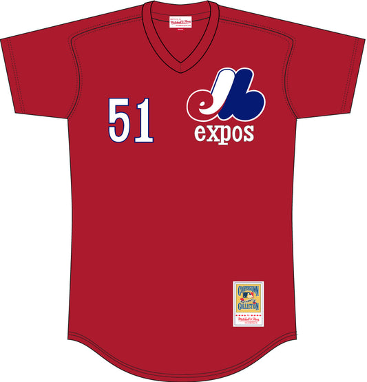 Men's Randy Johnson Montreal Expos Mitchell & Ness Batting Practice Jersey - Red Official Team Jersey Sports Fan Apparel Official NFL Team Jersey Football Fan Apparel