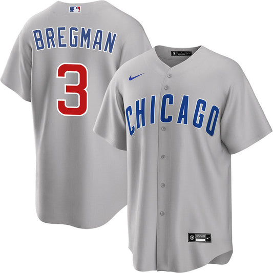 Mens Chicago Cubs Alex Bregman Road Gray Replica Jersey Official Team Jersey Sports Fan Apparel Official NFL Team Jersey Football Fan Apparel