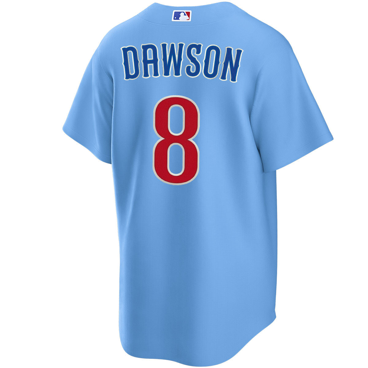 NIKE Men's Chicago Cubs Andre Dawson #8 Light Blue 2nd Alternate Replica Jersey Official Team Jersey Sports Fan Apparel Official NFL Team Jersey Football Fan Apparel