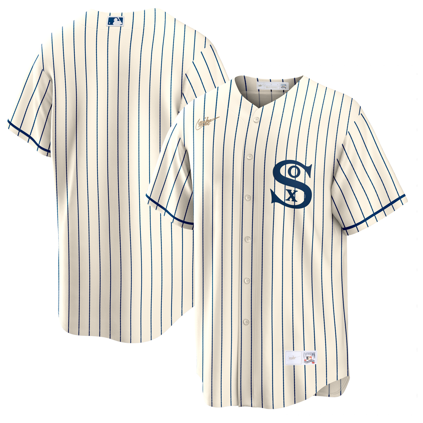 NIKE Men's Chicago White Sox Field of Dreams Cream Cooperstown Collection Blank Replica Jersey Official Team Jersey Sports Fan Apparel Official NFL Team Jersey Football Fan Apparel