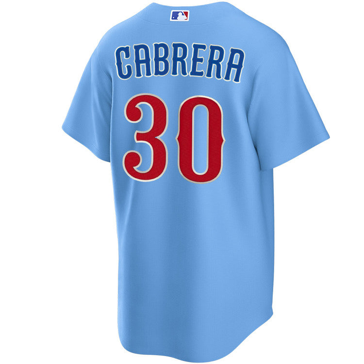 NIKE Men's Chicago Cubs Edward Cabrera #30 Light Blue 2nd Alternate Replica Jersey Official Team Jersey Sports Fan Apparel Official NFL Team Jersey Football Fan Apparel