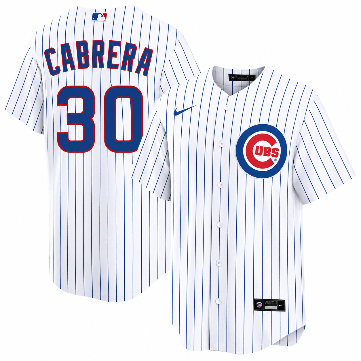 NIKE Men's Edward Cabrera Chicago Cubs Premium Twill White Home Replica Jersey With Authentic Premium Lettering Official Team Jersey Sports Fan Apparel Official NFL Team Jersey Football Fan Apparel