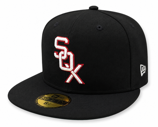 Chicago White Sox 1959 New Era Cooperstown Classics Black 59FIFTY Fitted Hat Official Team Hat Sports Fan Cap Official NFL Team Hat Football Fan Cap
